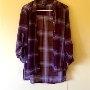 H&M purple plaid button-down